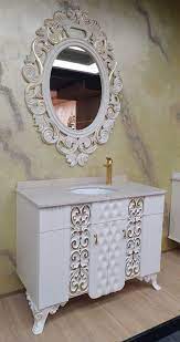 Waschtisch luxus modern barock einzelwaschtisch designer badezimmer marmor top. Casa Padrino Barock Badezimmer Set Weiss Gold 1 Waschtisch Mit Marmorplatte Und Keramik Waschbecken 1 Wandspiegel Prunkvolle Barock Badezimmer Mobel