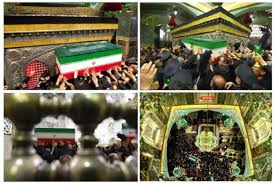 پیکر مطهر رهبر شهید انقلاب در رواق دارالذکر حرم مطهر رضوی آرام گرفت