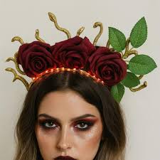 JTrockandlotus Snakes and Roses Medusa Light Up Goddess Crown