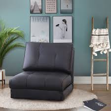 Arnold faux leather convertible chaise lounge with tan stiching in brown. Chairs That Turn Into Beds You Ll Love In 2021 Visualhunt