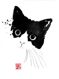 Original Cats Drawing By Pechane Sumie Fine Art Art On Paper Espiegle Cat Drawing Watercolor Cat Cat Painting