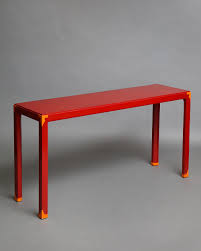Tommi Parzinger 1903 1981 Custom Moroccan Red Lacquered Console Table With Incised Corner Details And Sabots American C 196 Table Console Table Home Decor