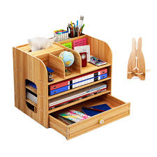Vintage wooden storage box wood drawer jewelry cosmetics home desktop organizer. Office Organiser Large Wooden Desktop Organiser With Pen Pencil Holder Desktop Drawers Storage For Office Home And School 32 5 26 5 22 5 Cm Natural Color Buy Online In Cote D Ivoire