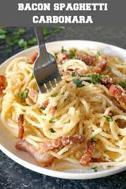 Easy Spaghetti Carbonara With Bacon Parmesan Cheese And Eggs If You Like Pasta You Will Love Th Easy Carbonara Recipe Pasta Carbonara Recipe Carbonara Pasta