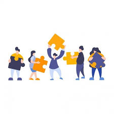 Team Metaphor People Connecting Puzzle Elements Symbol Of Teamwork Cooperation Partnership Business Concept Vector Illustration Flat Design Creative Style Pers Vector Illustration Element Symbols Illustration