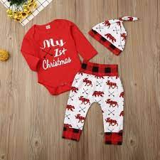 My 1st Christmas Baby Boy Girl Newborn Xmas Clothes Romper Pants Hat Clothes 3pcs Christmas Outfits Set Walmart Canada