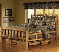Want This Log Pole Bed Change The Curtains And Paint Though Home Furniture Camo Bedroom