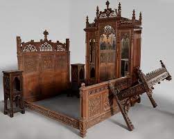 Gothic bedroom furniture is necessary to distinguish between literatures, architecture, fashion … and in particular gothic architecture is anything but gloomy. Neo Gothic Style Bedroom Furniture Set In Carved Oak Wood Bedroom Bed