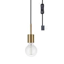 Globe Electric Leila 1 Light Brass Pendant 65980 The Home Depot In 2020 Plug In Pendant Light Globe Electric Linear Pendant Lighting