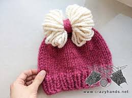 This free cable knit hat pattern by tin can knits, is a wonderful design that allows you to get to grips with cables! Chunky Toddler Bow Knit Hat Pattern Crazy Hands Knitting