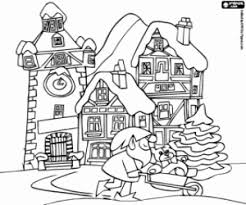 | dessins animés pour enfants. Coloriage Paysages De Noel A Imprimer