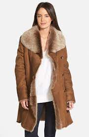 Hiso Raw Edge Genuine Toscana Shearling Coat Nordstrom Shearling Coat Black Shearling Coat Long Brown Coat
