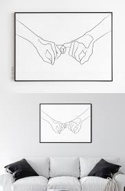 Pinky Swear Printable One Line Drawing Print Single Line Art Etsy Drawing Prints Line Drawing Line Art