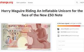 Thousands of people have backed a campaign to adorn the uk's new £50 banknotes with an image of england defender harry maguire riding an inflatable unicorn at this summer's world cup in russia. Inside World Soccer Soccer News Stories Scores And Videos There S Petition Calling For Harry Maguire Riding Unicorn To Be Put On New 50 Note