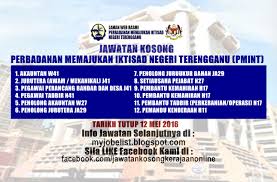 Formed in march 2006, terengganu incorporated sdn bhd (terengganu inc) was identified by the state government as their strategic menteri besar, terengganu (incorporated), perbadanan memajukan iktisad negeri terengganu (pmint), lembaga tabung amanah warisan negeri. Jawatan Kosong Perbadanan Memajukan Iktisad Negeri Terengganu Pmint 12 Mei 2016