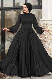 tesetturlu abiye elbise tuylu balon kol siyah tesettur abiye elbise 3925s tesetturisland com the dress elbise moda stilleri
