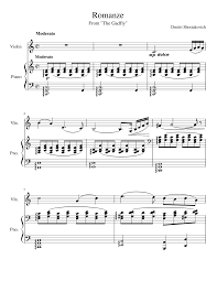 Dmitri Shostakovich Romance From The Gadfly Sheet Music For Piano Violin Solo Musescore Com