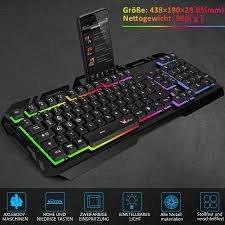 Ultra Sunn Leise Ganzmetall Usb Computertastatur Mit Spritzwassergeschutztem Design Fur Windows Pc Gamer Schwarz Wisfox Bunte Rainbow Led Hintergrundbeleuchtete Gamer Keyboard Gaming Tastatur Computer Zubehor Gaming Tastaturen