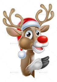 Check spelling or type a new query. Santa Hat Reindeer Pointing From Behind Sign Christmas Cartoon Characters Christmas Drawing Christmas Reindeer