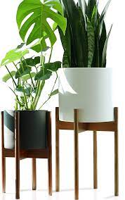 Amazon Com Fox Fern Mid Century Modern Plant Stand Cherry Excluding 11 White Ceramic Plante Tall Plant Stands White Ceramic Planter Modern Plant Stand