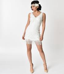 1920s Style White Sequin Fringe Cocktail Dress Wedding Dresses Unique Sequin Cocktail Dress White Flapper Dress