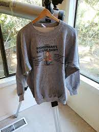 Vintage 80s Funny Fishermans Excuse Sweatshirt Grey Healthknit | eBay