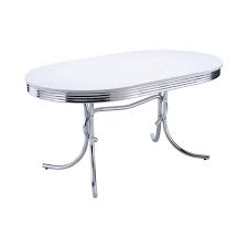 We also sell vinyl by the yard, laminate by the sheet and aluminum edging. Retro Oval Dining Table Glossy White And Chrome Coaster Fi