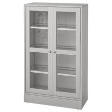 The glass shelves are adjustable so you can customise your storage as needed. Havsta Grey Clear Glass Glass Door Cabinet With Plinth 81x37x134 Cm Ikea