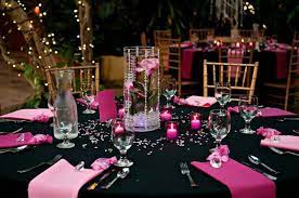 Pink And Black Wedding Reception Decor Wedding Table Pink Black Wedding Decorations Pink Wedding Theme