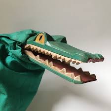 Vintage Crocodile Hand Puppet Lotte Sievers Hahn Carved Wood Hand Painted German Toy Fairy Tale Alligator Reptile Hand Puppets Puppets German Toys