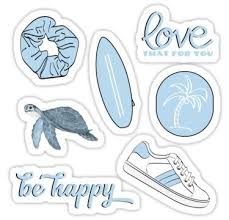 light blue summer beach fun sticker pack sticker summer sticker printable stickers print stickers