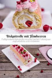 Biskuitrolle Mit Himbeeren Und Joghurt Rezept In 2020 Himbeeren Lebensmittel Essen Biskuitrolle