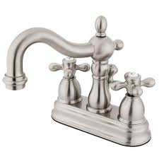 Kingston Brass Victorian 4 In Centerset 2 Handle Bathroom Faucet In Brushed Nickel Hkb1608ax The Home Depot Badezimmerarmatur Waschbecken Armaturen Kingston