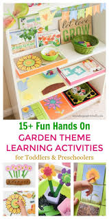 Planting and growing seeds with kids at home or school. Garden Theme Learning Activities And Learning Shelf Happy Tot Shelf