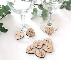 Wedding Favour Ideas Wine Glass Charms Wooden Wine Glass Charms Personalised Wooden Wedding Wine Glass Charms Name Place Settings Favours Wedding Table Names Wine Wedding Favors Wedding Favor Table