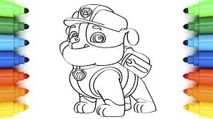 Rubble coloring pages are a fun way for kids of all ages to develop creativity, focus, motor skills and color recognition. How To Draw Paw Patrol Rubble Coloring Pages For Children Coloring Pages And Creativity Youtube