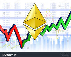 Growing Chart Golden Ethereum Background Eps Stock Vector