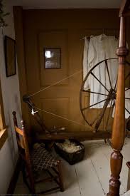 Beautiful Space Gorgeous Mustard Paneled Wall Love Antique Garments Hanging Sweet Contrast Spinning Wheel Primitive Bedroom Colonial Decor