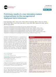Preliminary results of a new intercalary modular endoprosthesis for the  management of diaphyseal bone metastases