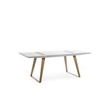 Sierra cast metal and marble dining table. Dining Room Table 200x90x76 Wood White Metal Golden