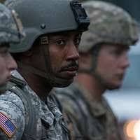 U.S. Army STAFF SGT. Aaron Cress, Headquarter and Headquarters Company, 1ST  Battalion, 150th Armor Regiment (1-150th Armor), West Virginia Army  National Guard (WVARNG), also carrying a 5.56 mm M16 rifle, provides area