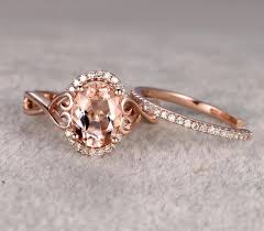925 silver and 10k rose gold engagement ring set with golden yellow zirconia. Oval Cut 1 50 Carat Morganite And Diamond Moissanite Wedding Bridal Ri Agemz