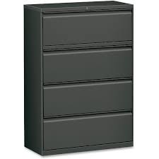The storage compartment includes a grommet for cable management. Lorell Lateral File 4 Drawer 36 X18 5 8 X52 1 2 Charcoal 60446