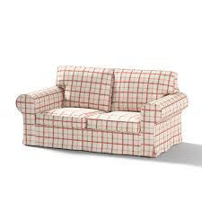 Stock availability is updated every 20 minutes. Ektorp 2 Seater Sofa Cover Red Check Ivory Background 131 15 Ektorp 2 Seat Sofa Cover Dekoria
