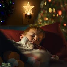 This lighted indoor wall canvas features a winter scene of a snowman in front of an evergreen tree outside of a home with a red door. Buy Night Lights Plug Into Wall For Kids Christmas Cute Led Lamp Plug In With Light Sensor Manual Switch Decoration Gift For Nursery Bathroom A Snowman A Twinkle Star A Snowflake Online