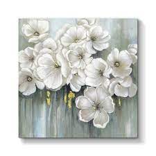 Wall flowers flower background nature vintage sunflower frame vase wood. Liveditor Abstract Blossom Floral White Flowers Artwork Painting Print On Wrapped Canvas For Bedrooms 24 X 24 X 1 Panel Walmart Com Flower Canvas Wall Art Floral Wall Art Canvases Flower Canvas