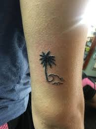 Ocean Themed Small Tattoo Tattoo Ocean Wave Palmtree Small Cute Sea Waves Tattoo Small Tattoos Sun Tattoo Small