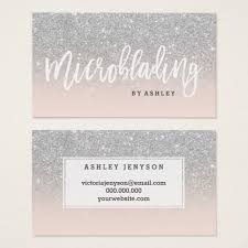 Microblading Typography Silver Glitter Blush Pink Business Card Zazzle Co Uk Pink Business Card Glitter Business Cards Beauty Business Cards