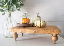 Farmhouse Riser Pedestaltray Rustic Wood Plank Farmhouse Style Riser Tray Centerpiece Decor Display With Turned Finial Legs Wood Planks Decor Rustic Wood