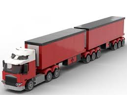 bluebrixx specials 102932 white red truck with two trailers red truck trucks trailer